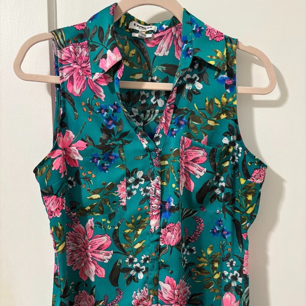 Express Portofino Colored Floral Blouse